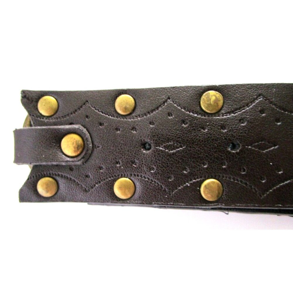 Brown Women's Western Belt - Faux Leather - Rhinestone Carved Buckle - 36 inches - Picture 5 of 10